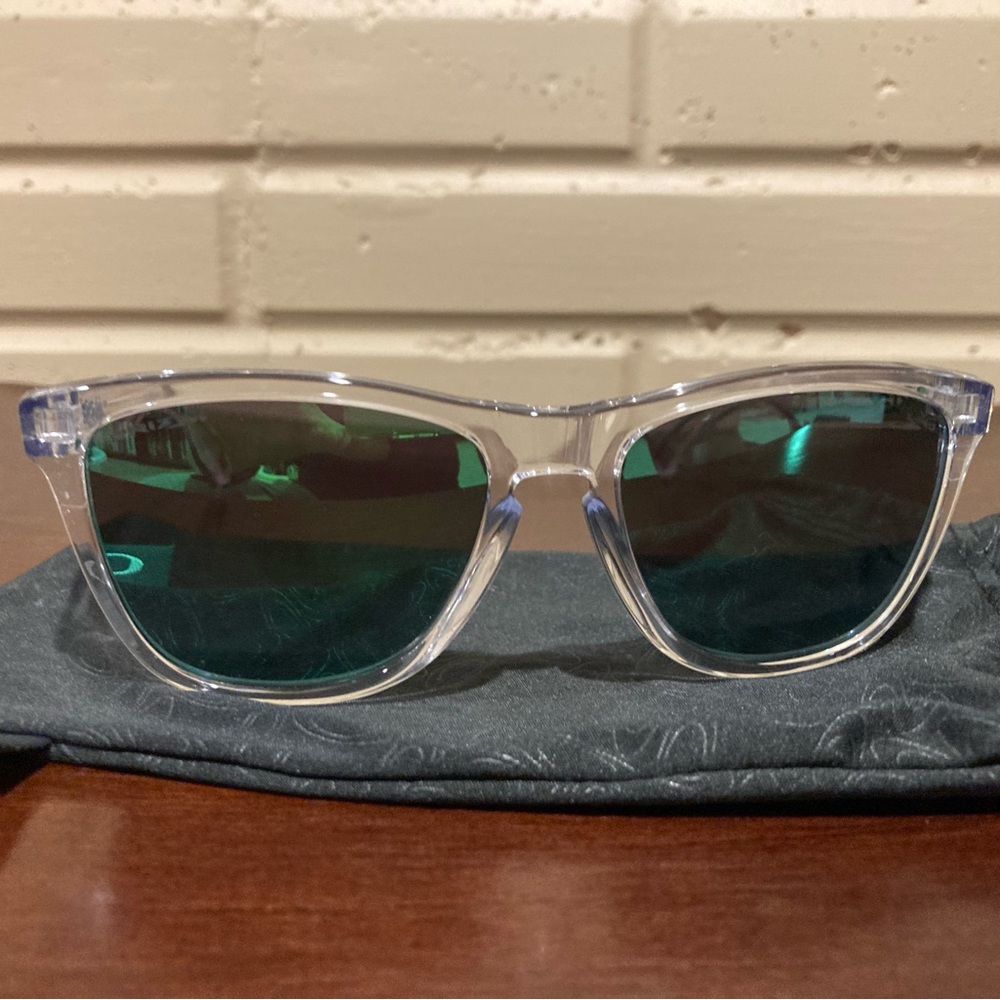 Oakley Frogskin Sunglasses with Green Lenses